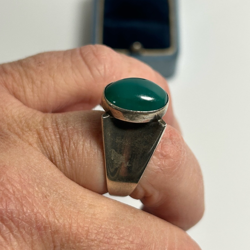 925 Silver Ring with Green Stone